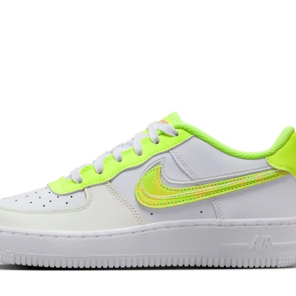 Nike Air Force 1 White and Neon Yellow Shoes